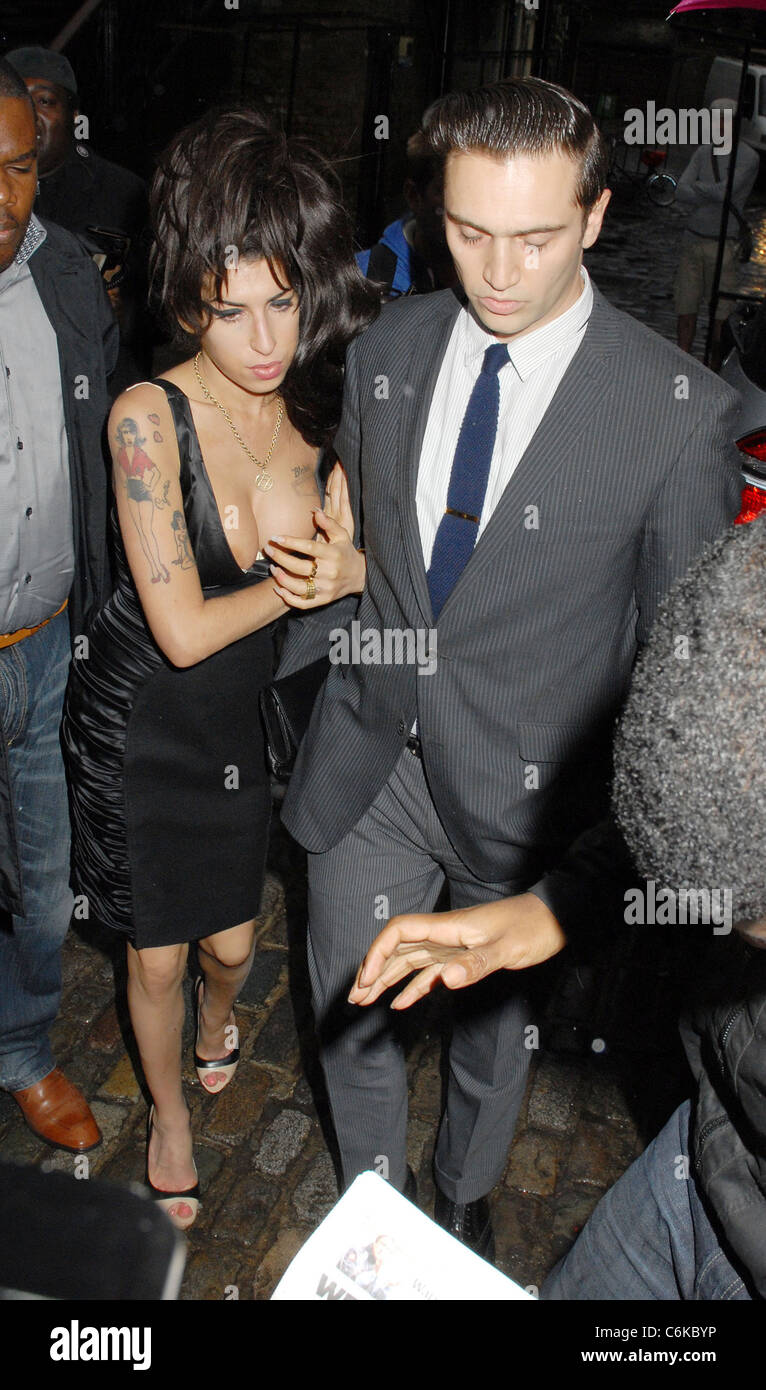 Amy Winehouse and Reg Traviss Shaka Zulu - launch party at the Stables Market - outside departures London, England - 04.08.10 Stock Photo
