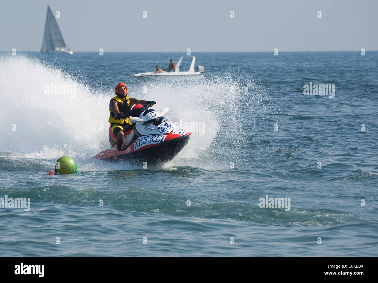 water jet rider, jet skiing, sea spray watersports Stock Photo Alamy