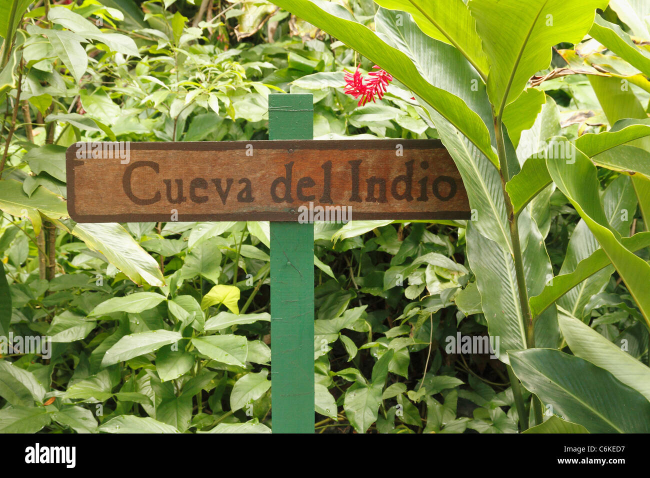 Signboard (name plate) of Cueva de Indio / Cave Indio, Vinales, Pinar Del Rio District, Cuba, October 2010 Stock Photo