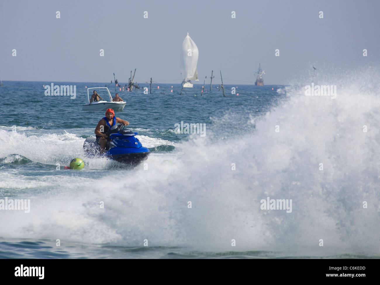water jet rider, jet skiing, sea spray watersports Stock Photo Alamy