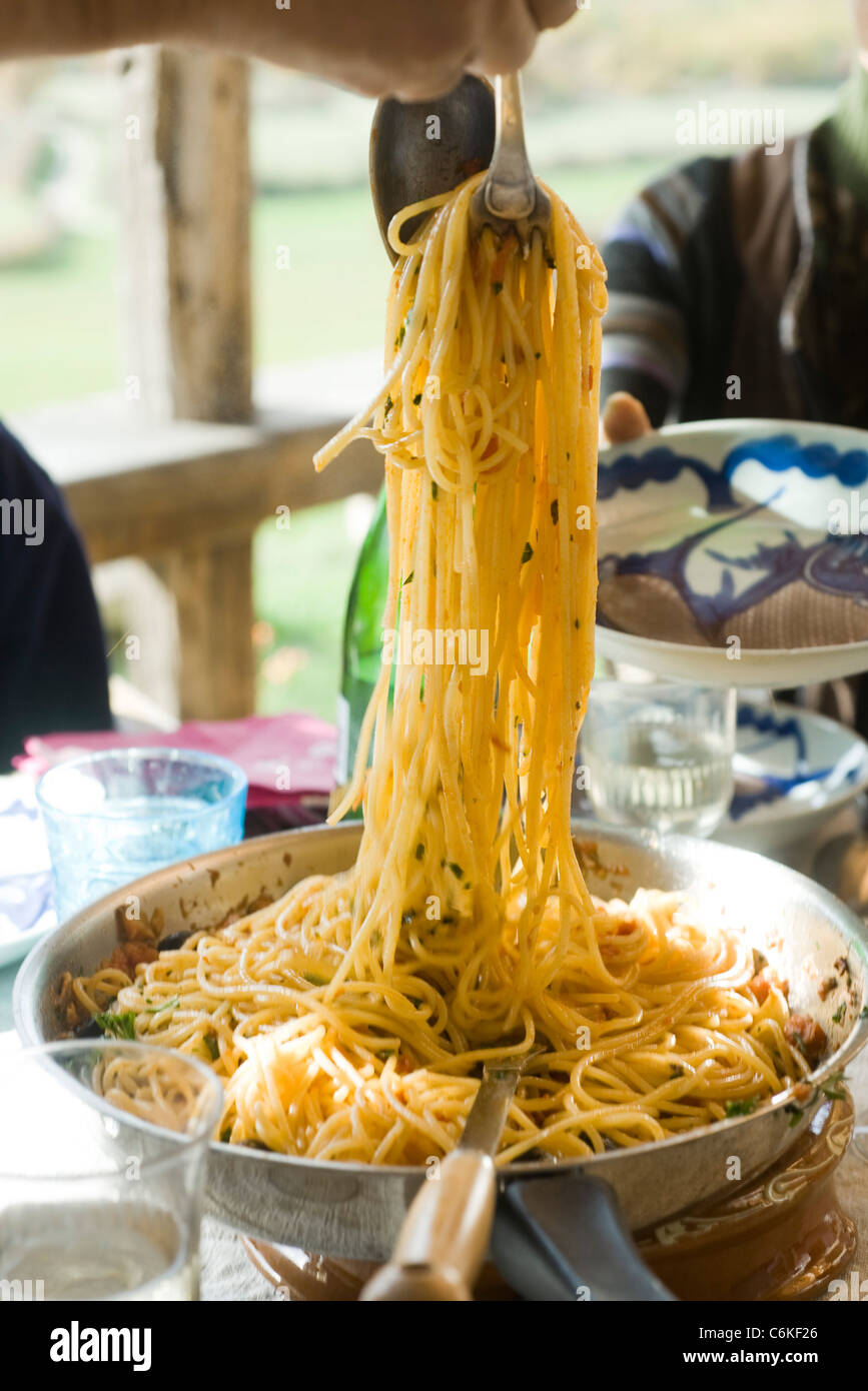Spaghetti alla puttanesca Stock Photo