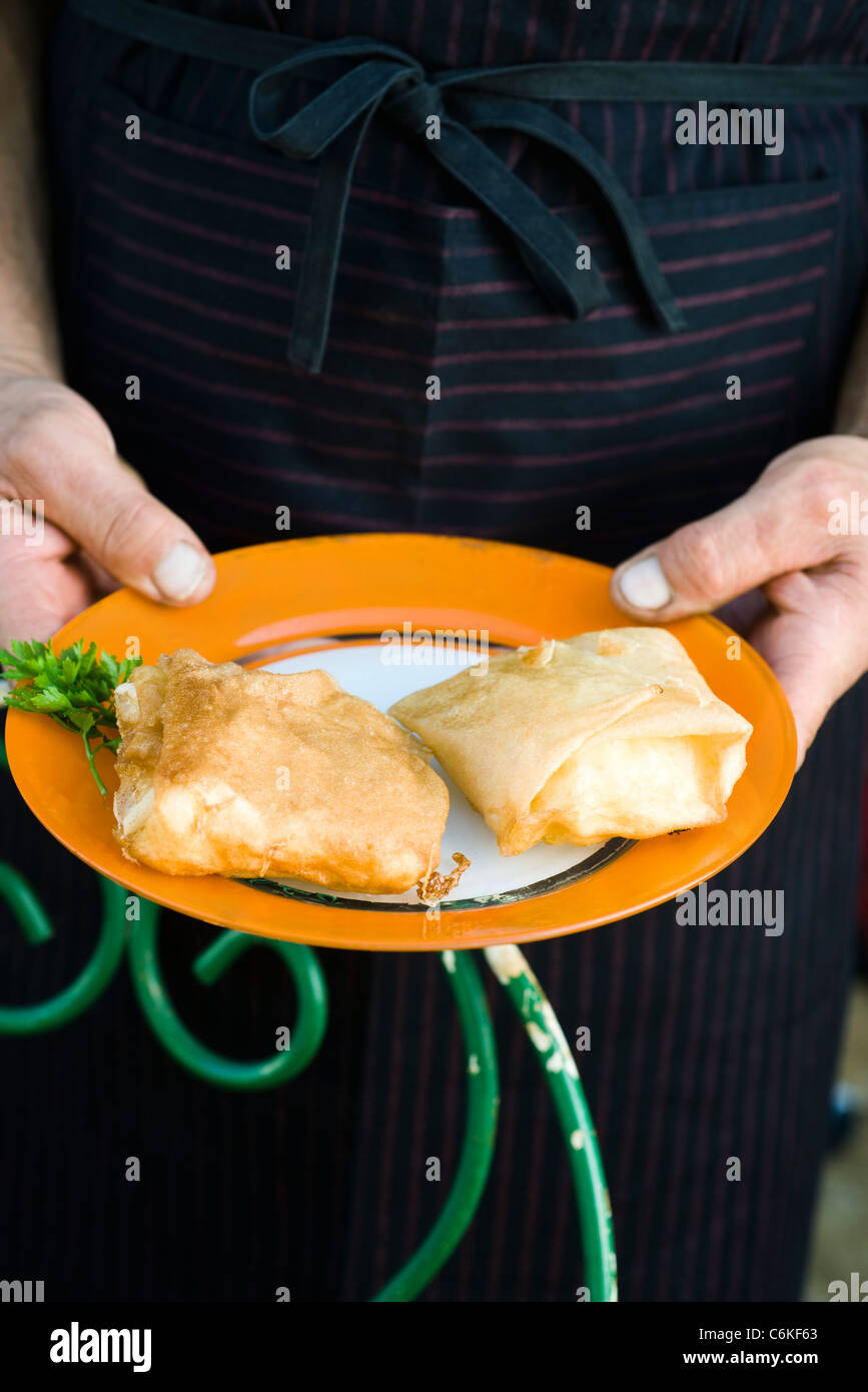 Egg brik, a specialty of Tunisian cuisine Stock Photo