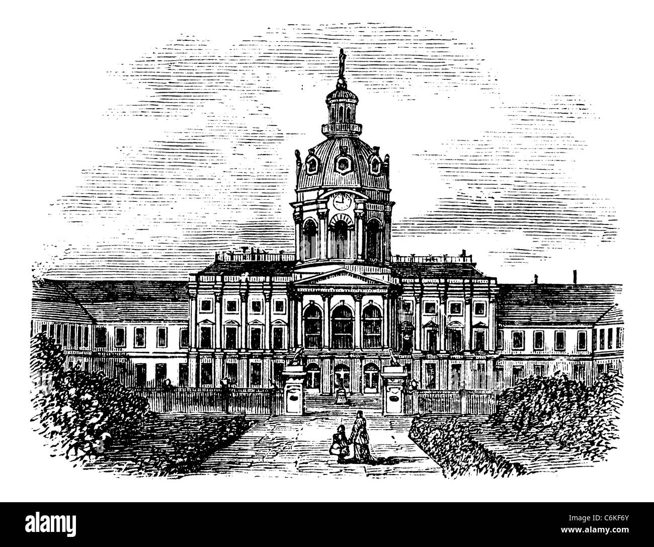 Charlottenburg Royal Palace, in Berlin, Germany, during the 1890s, vintage engraving. Stock Photo