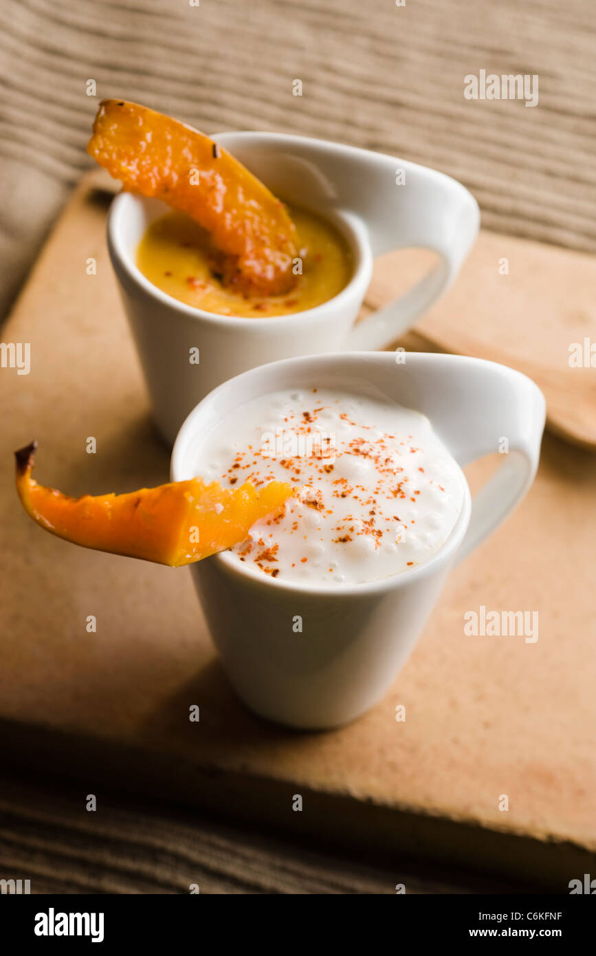 Creamy coconut and butternut squash soup Stock Photo