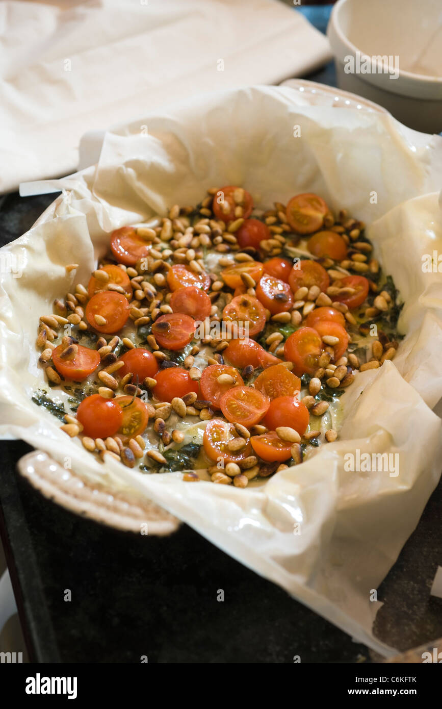 Goat cheese and spinach pastry Stock Photo Alamy
