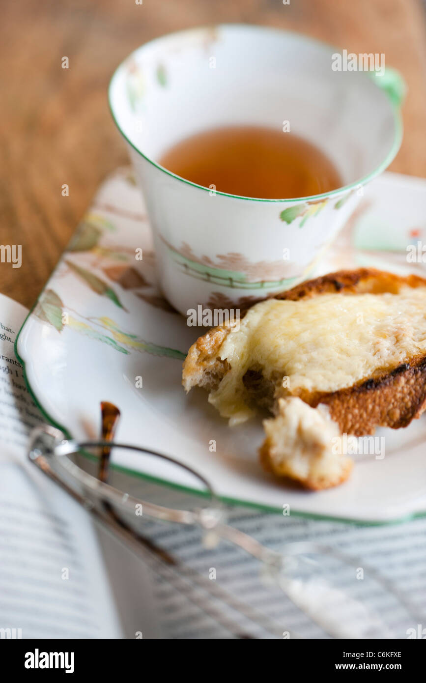 Cheddar toast with mustard Stock Photo