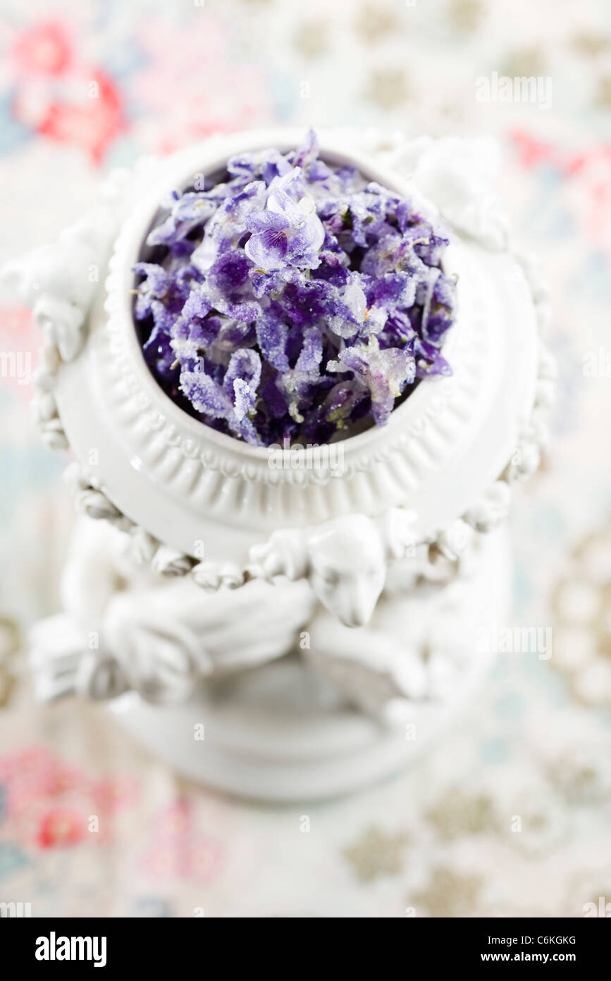 Crystallized violets Stock Photo