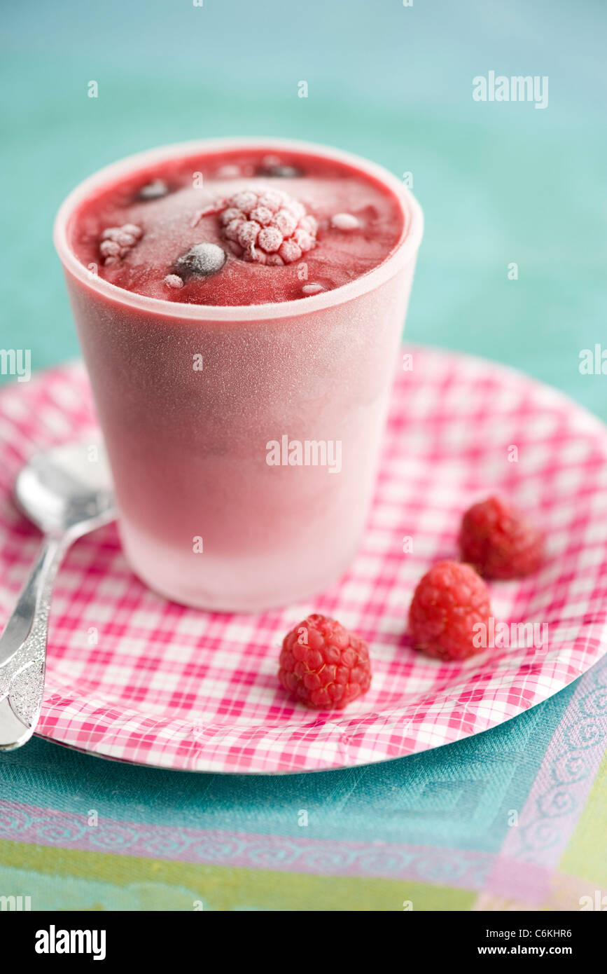 Frozen yogurt with berries Stock Photo