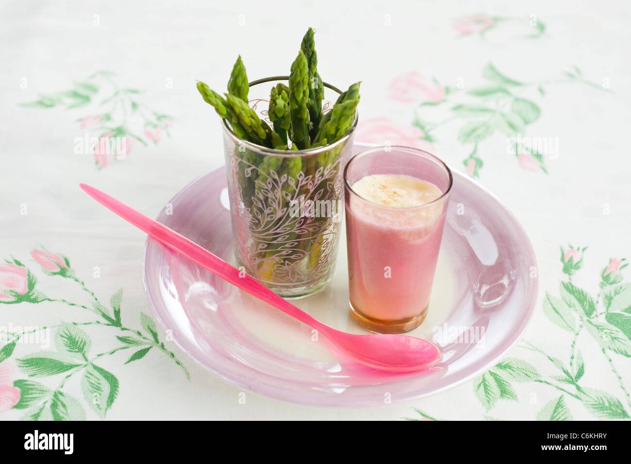 Asparagus with citrus mayonnaise Stock Photo