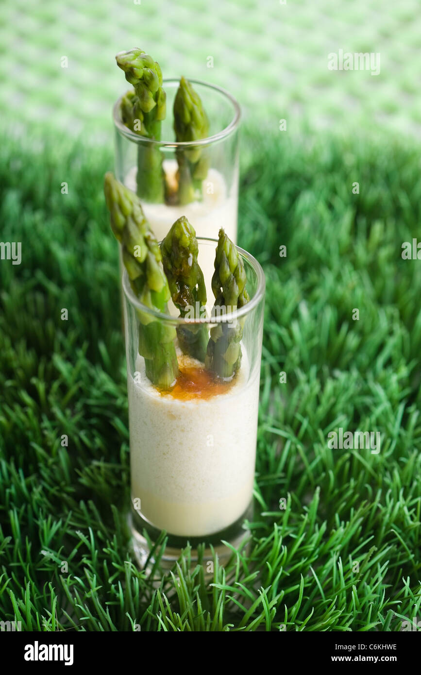 Asparagus with citrus mayonnaise Stock Photo