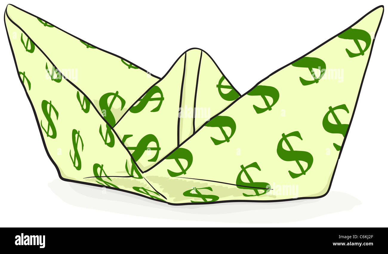 Paper Boat with a dollar sign - illustration Stock Photo - Alamy