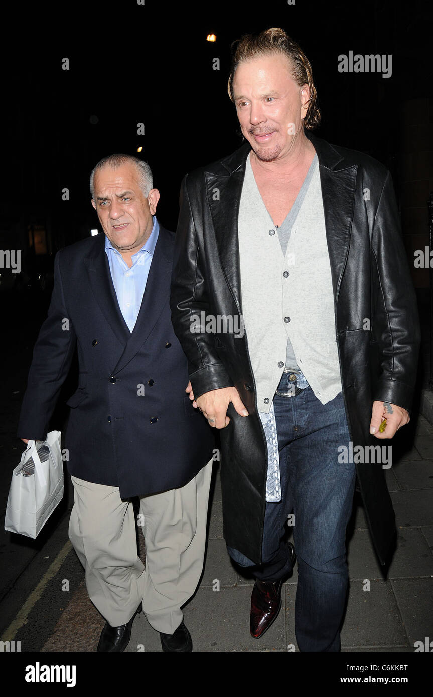 Mickey Rourke leaving C London restaurant in Mayfair. London, England ...