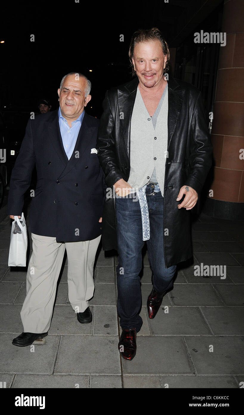 Mickey Rourke leaving C London restaurant in Mayfair. London, England ...