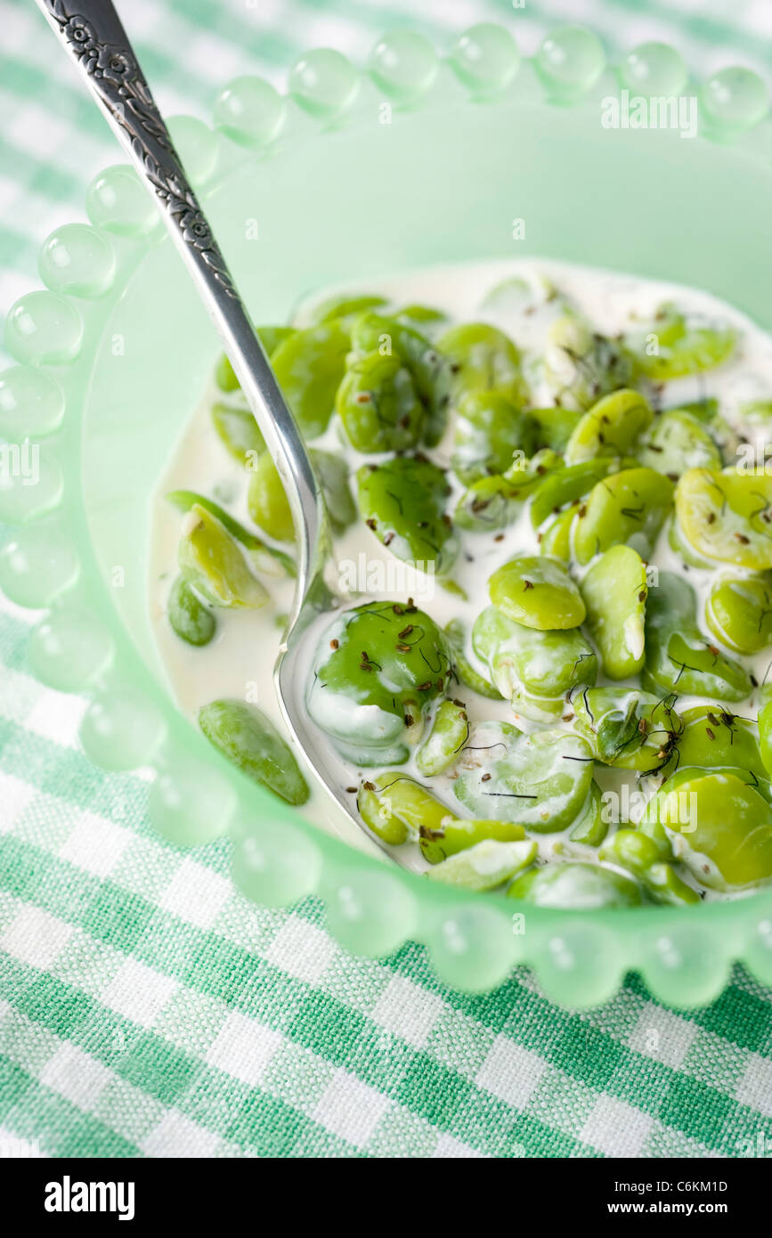 Broad beans with poppy seeds Stock Photo