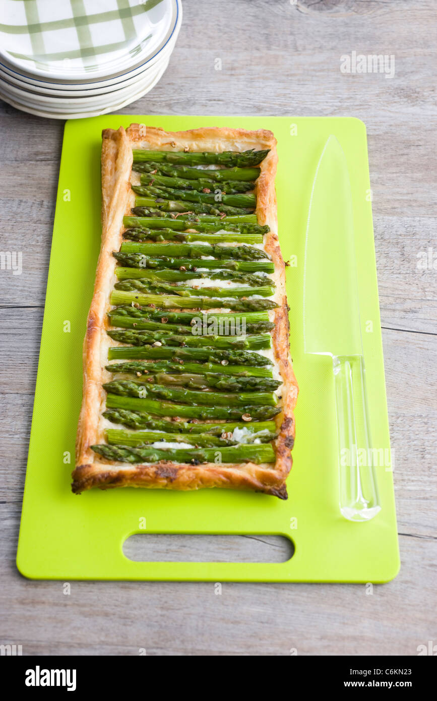 Asparagus and goat cheese tart Stock Photo Alamy
