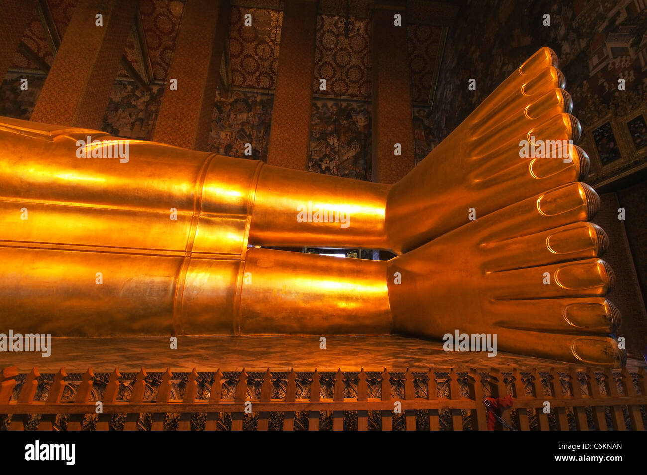 Giant Reclining Buddha, What Po, Bangkok, Thailand Stock Photo