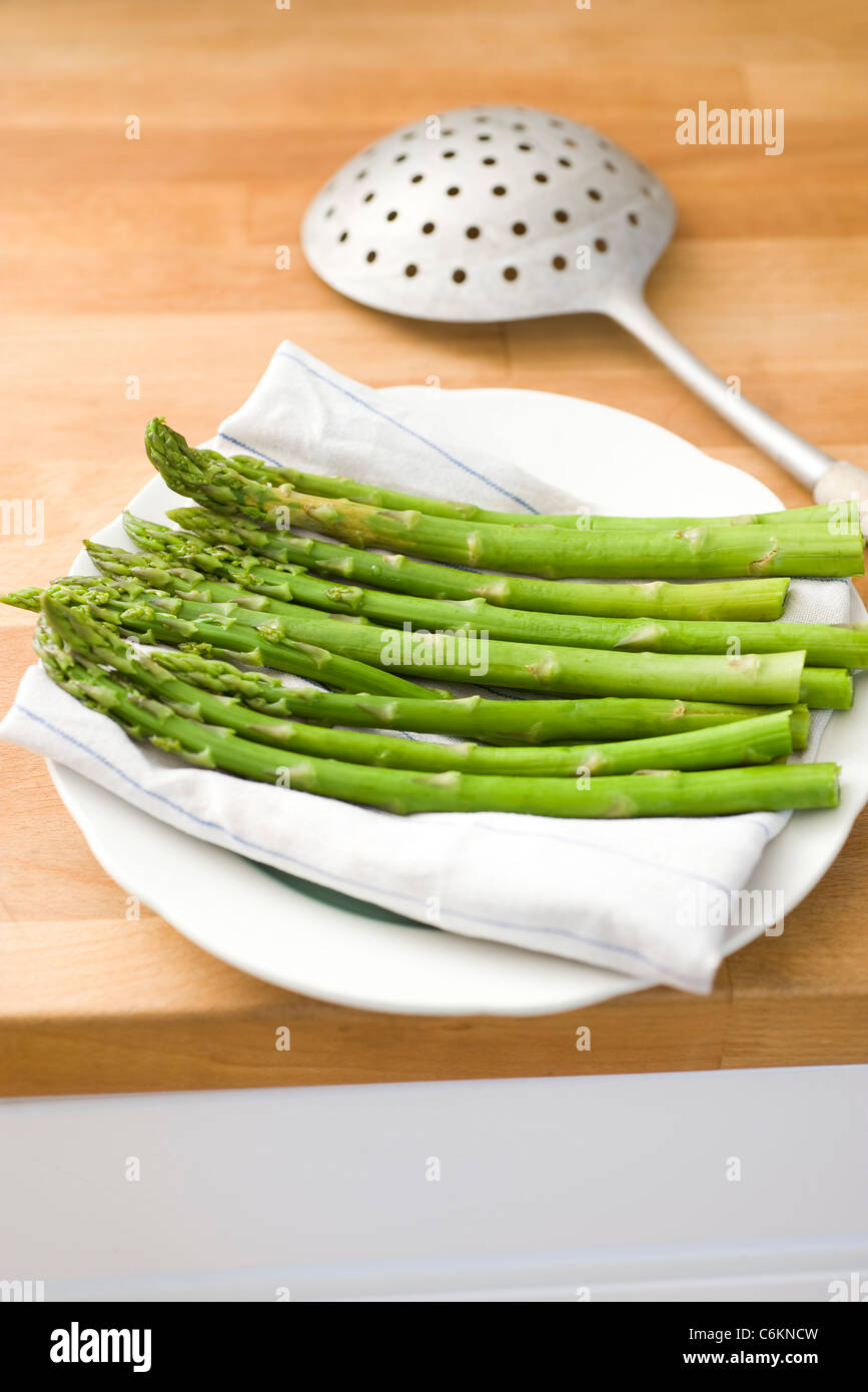 Asparagus salad with beans and pink grapefruit Stock Photo