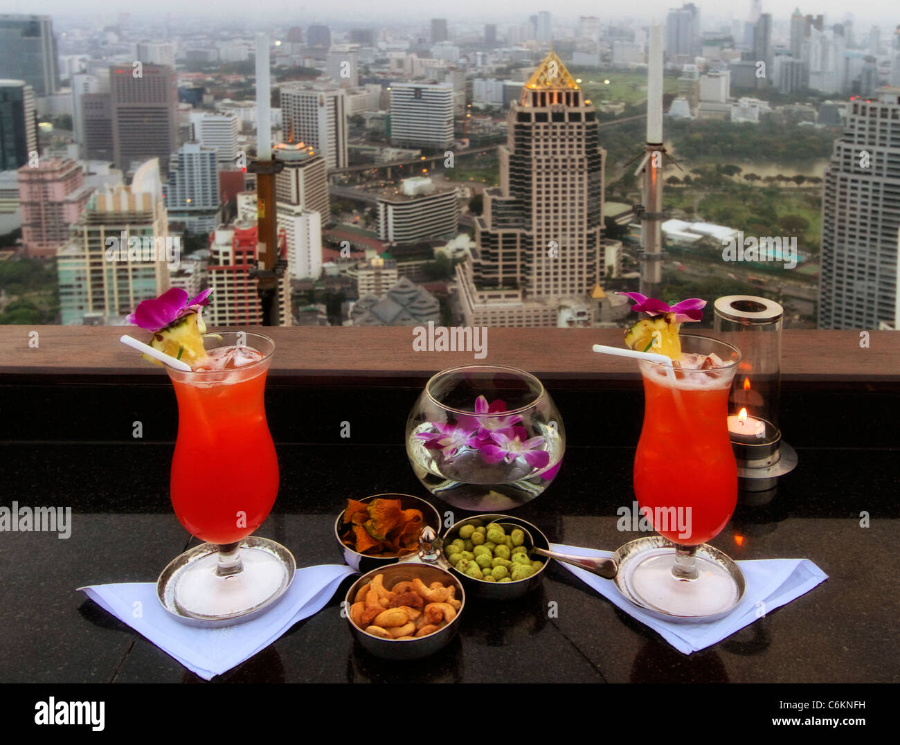 Cocktails at Banyan Tree Rooftop Vertigo & Moon Bar , Bangkok , Thailand Stock Photo