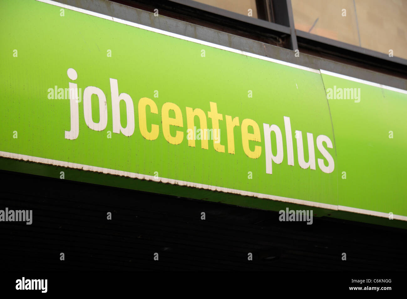 Job Centre Plus sign outside the office in Bath, Somerset, England