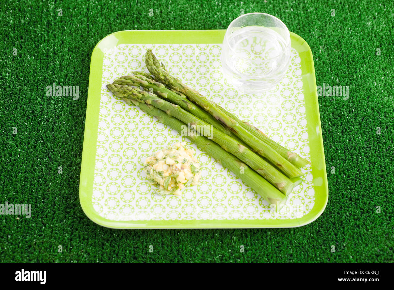 Grilled asparagus with sauce gribiche Stock Photo Alamy
