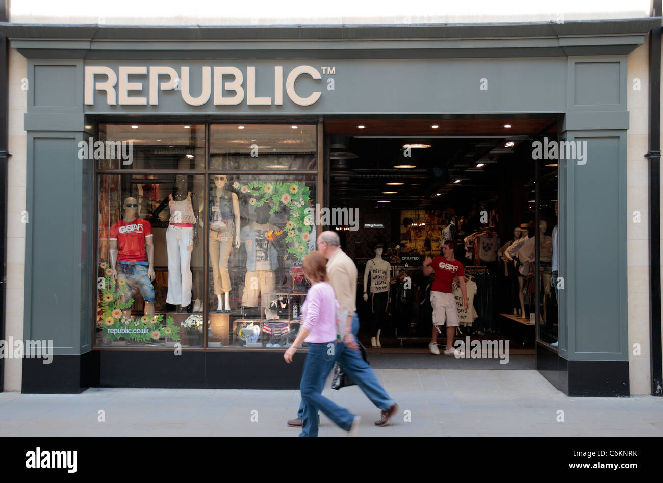 The shop front of Republic, SouthGate Bath shopping centre, Bath Somerset, UK. Stock Photo