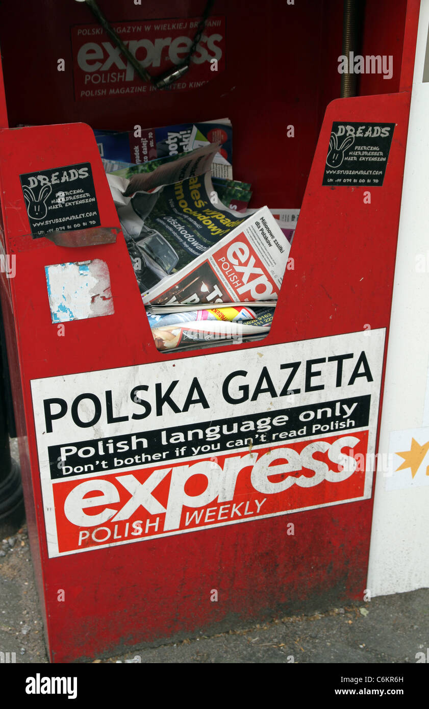Polish free newspapers at a stand in central London, UK Stock Photo Alamy