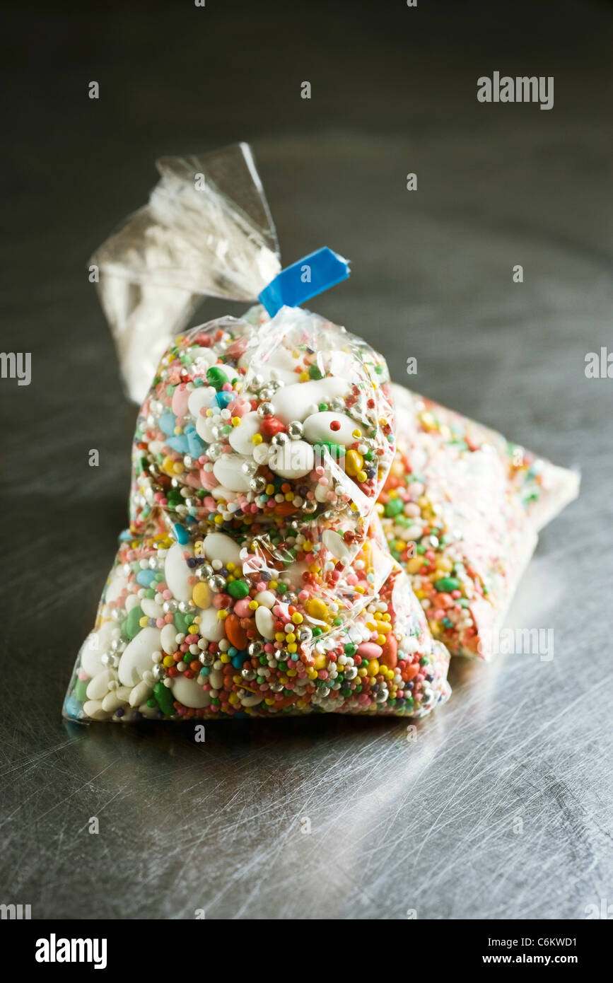 Candy sprinkles in plastic bags Stock Photo Alamy