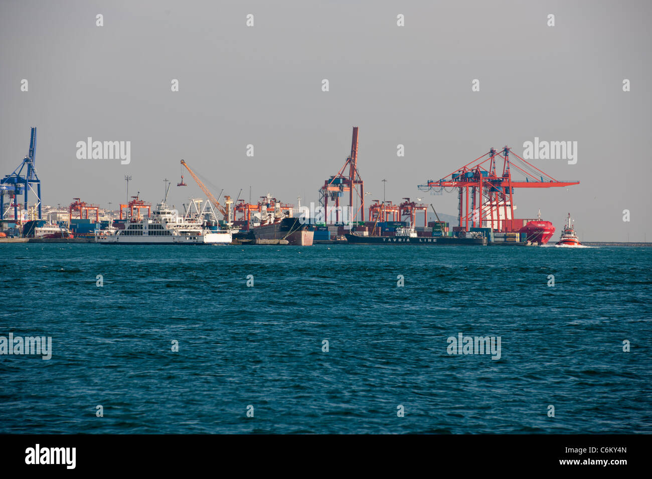 The Port of Istanbul's Container terminals,Entrance to Bosphorus,Istanbul,Golden Horn,Sea of Marmara, Constantinople,Turkey Stock Photo