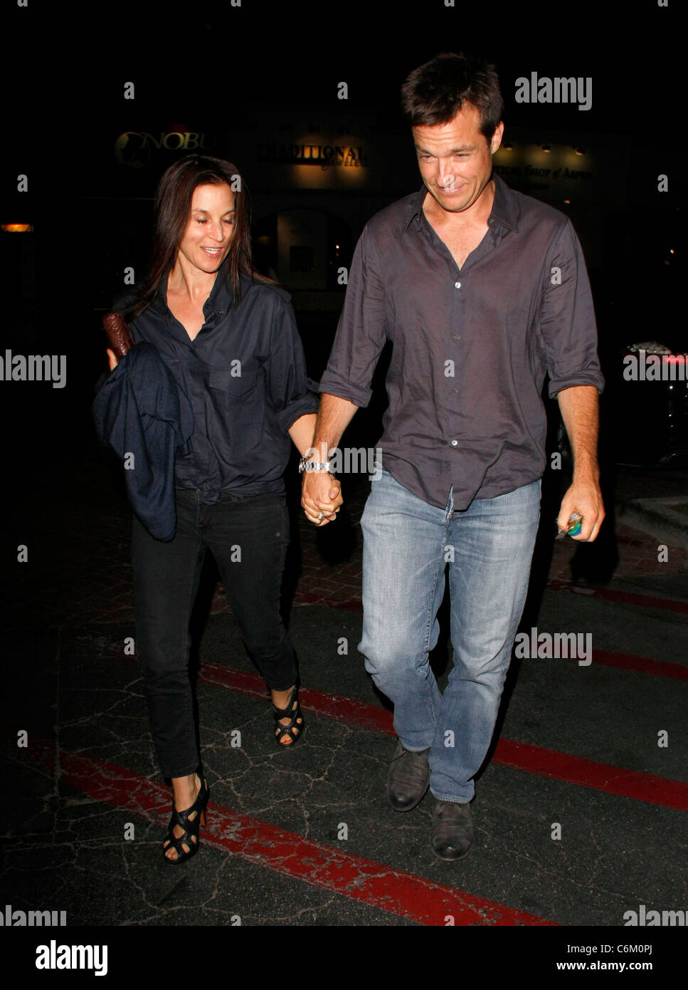 Jason Bateman and his wife leaves Nobu restaurant in West Hollywood Los