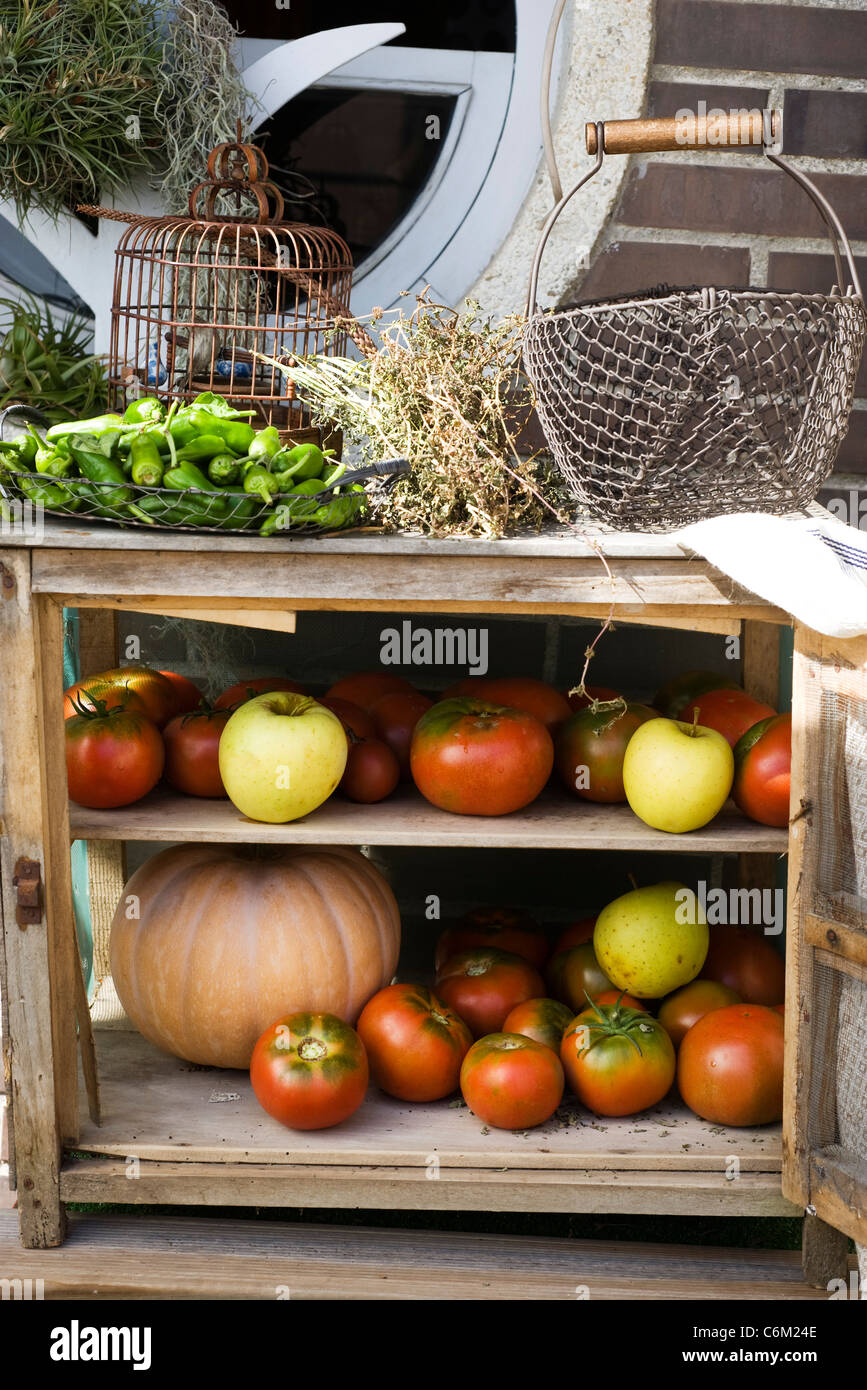Cabinet for storing fresh fruits and vegetables Stock Photo - Alamy