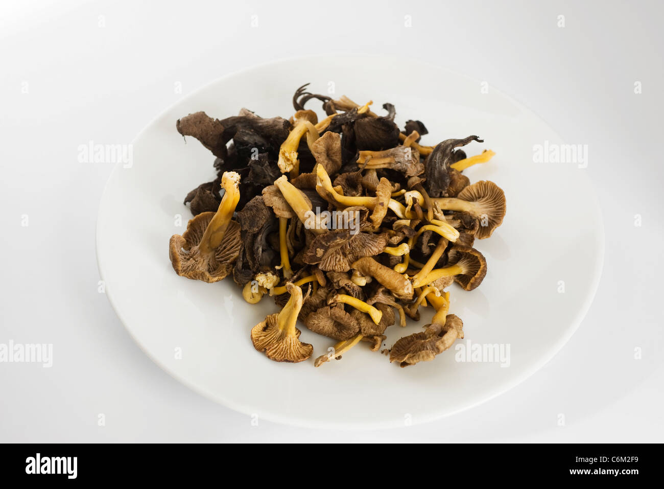 Chanterelles on plate Stock Photo Alamy