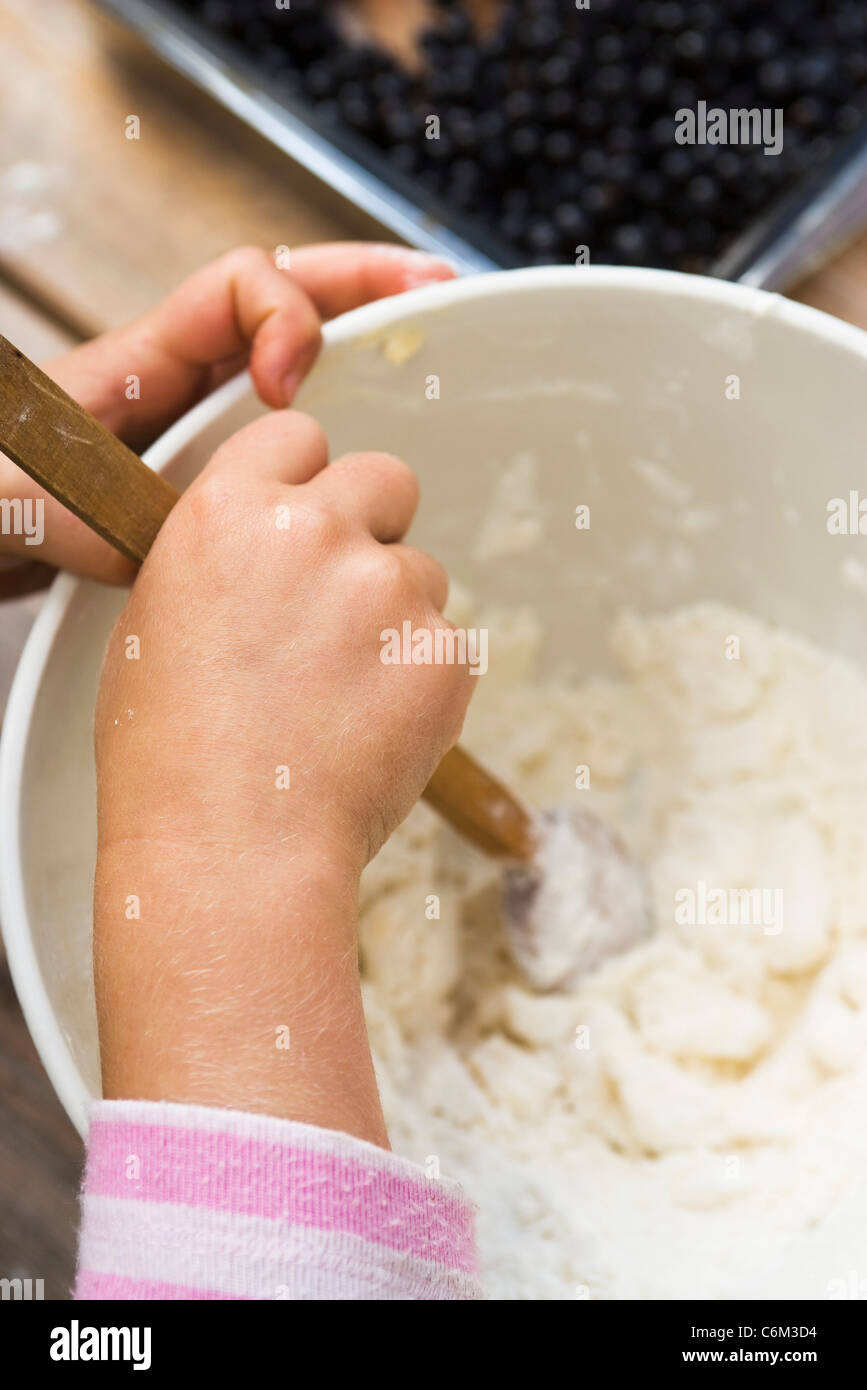 Preparing dough in mixing bowl Stock Photo Alamy