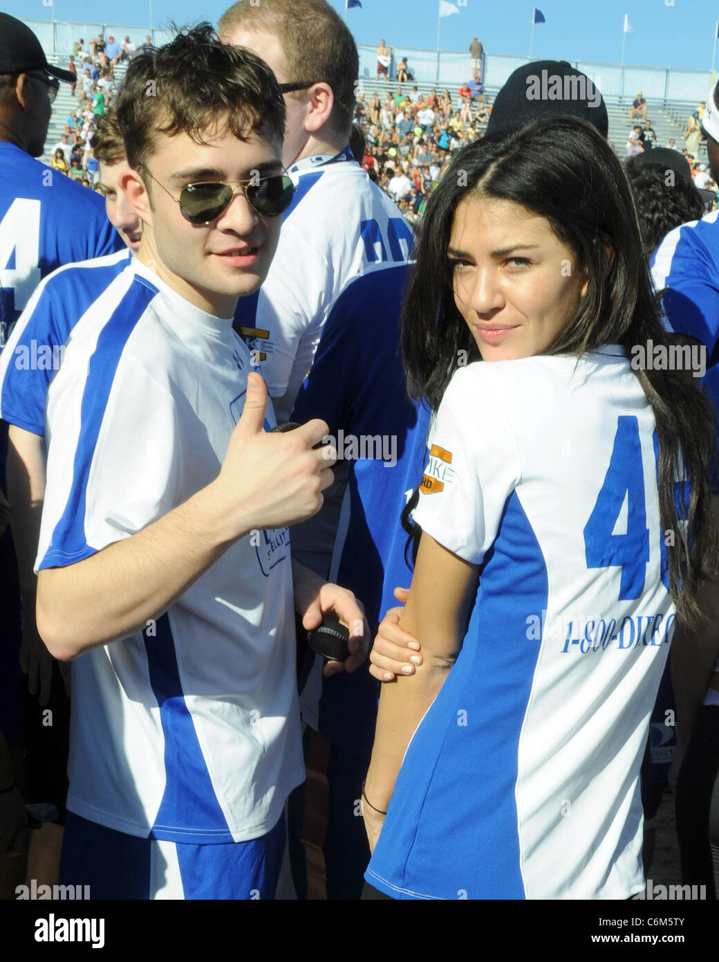 Actors Ed Westwick and Jessica Szohr of the tv show 'Gossip Girls' at