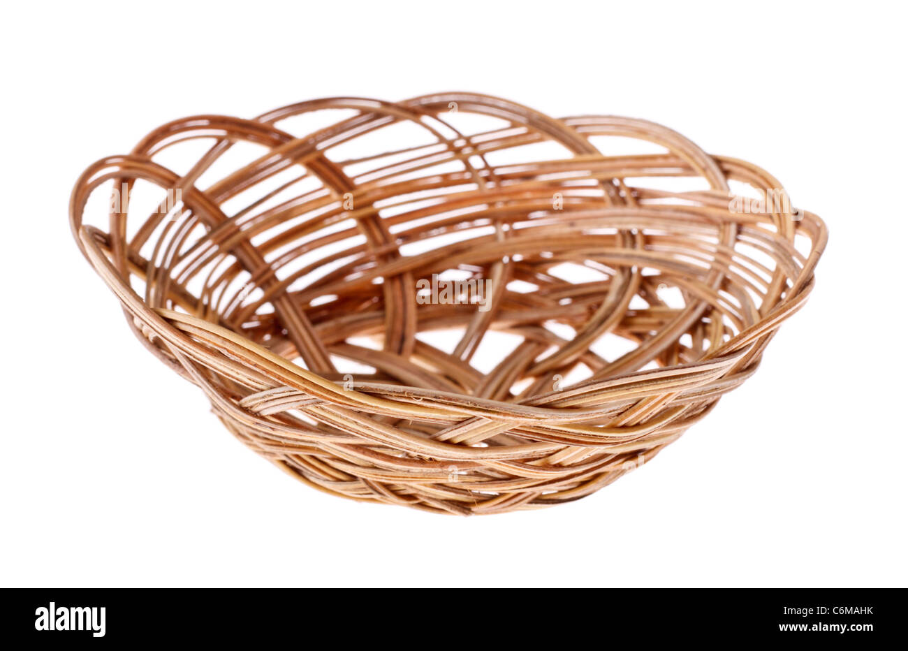 empty wicker basket isolated on white background Stock Photo - Alamy