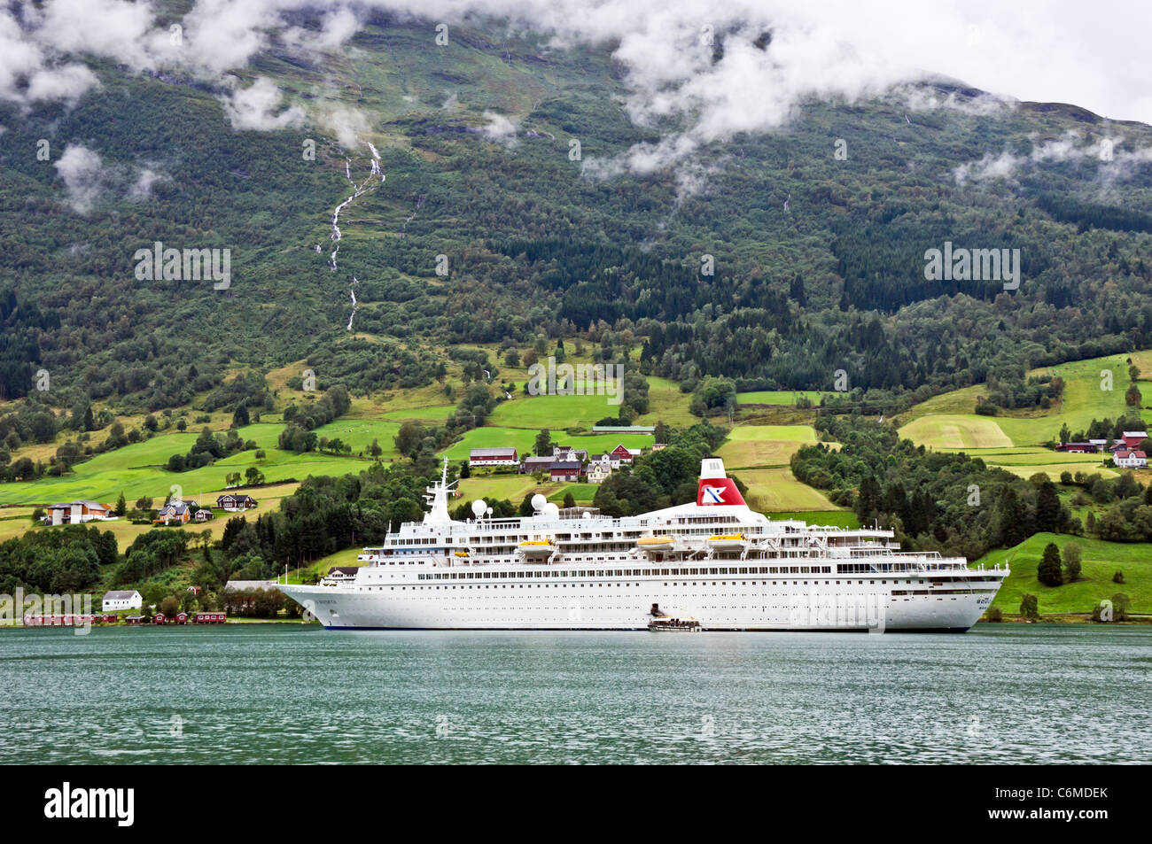 Fred Olsen Cruise Liner Boudicca Moored In Innvikfjorden At Olden In Western Norway Stock Photo Alamy