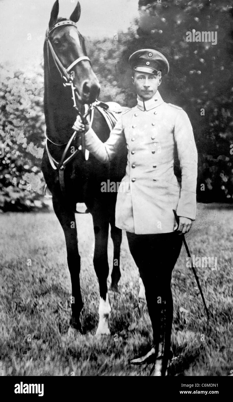 Friedrich Wilhelm Victor August Ernst (1882-1951), the last Crown Prince of the Germany with a horse Stock Photo