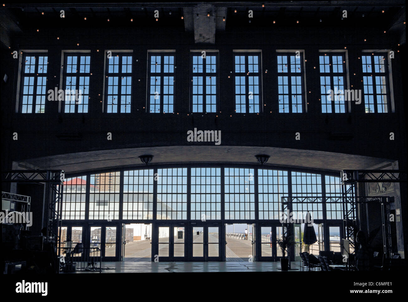 Looking out from the atrium of the the Asbury Park Convention Hall onto