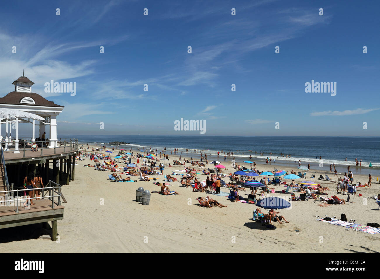 The beach in Long Branch, New Jersey, USA. A popular shore destination. Stock Photo
