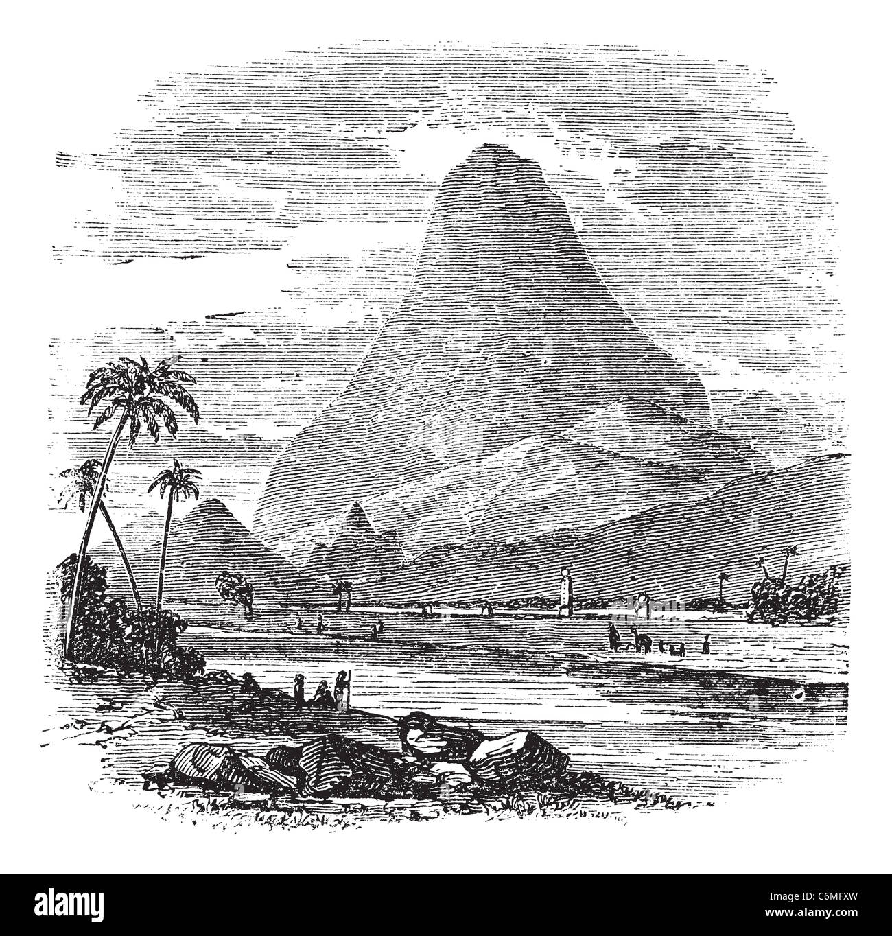 Comorin Peak in Kanyakumari, Tamil Nadu, India, vintage engraving. Old engraved illustration of Comorin Peak. Stock Photo