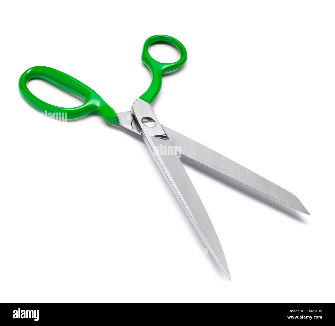 Green handle Dcissors Stock Photo