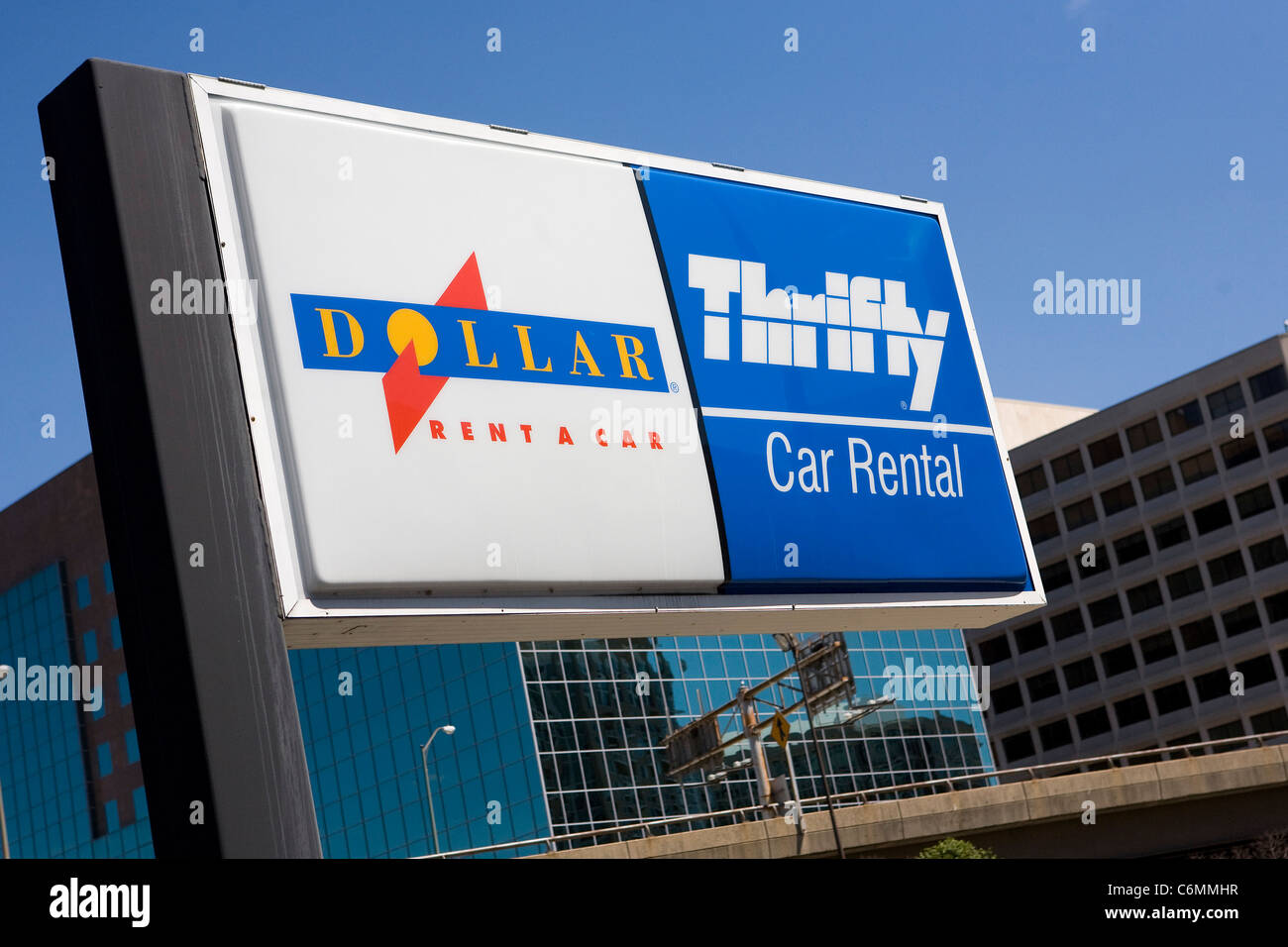 A Dollar Thrifty Car Rental center.  Stock Photo