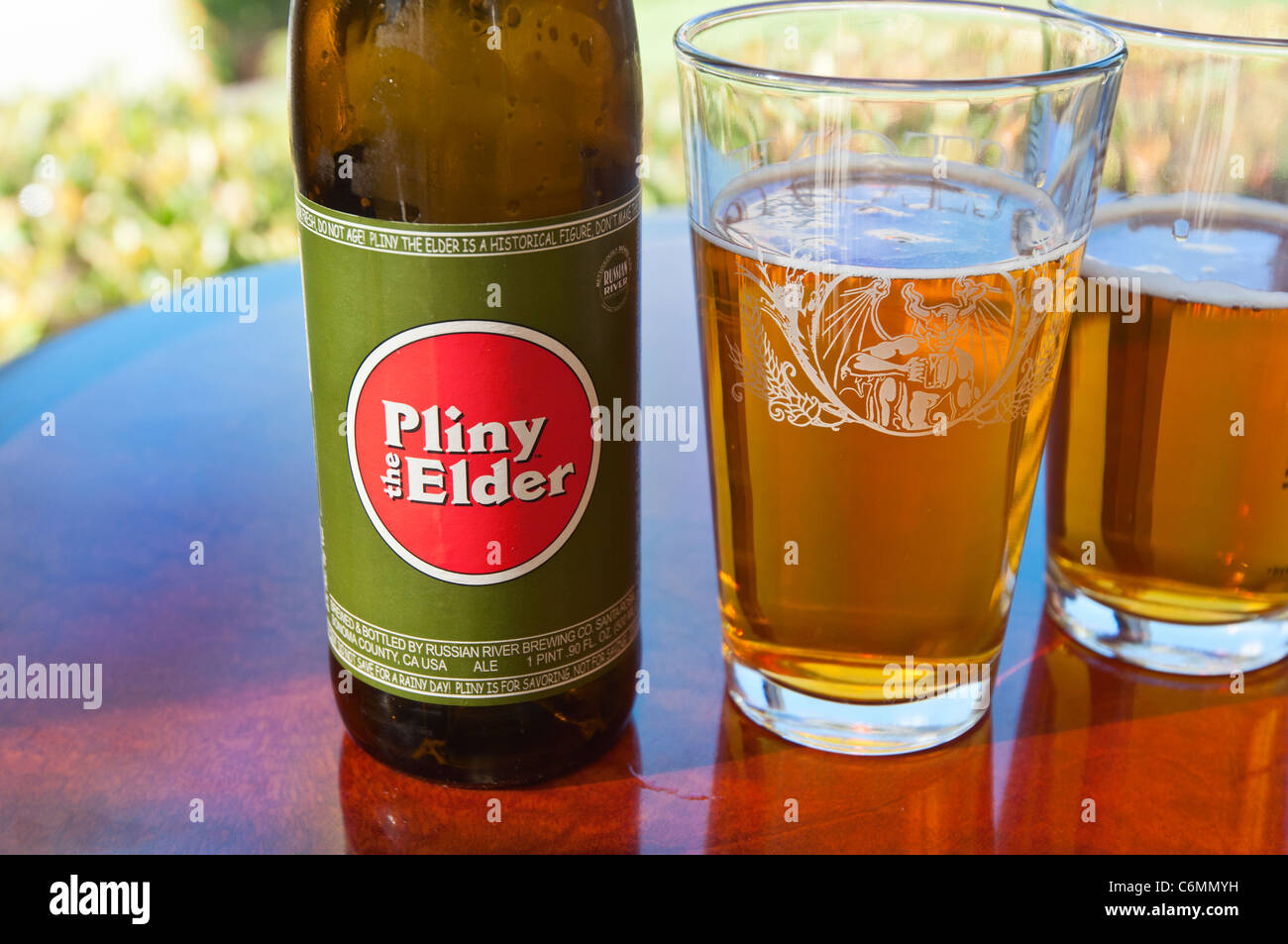 Pliny the Elder double IPA beer is rated as one of the best tasting beers in the world. Stock Photo