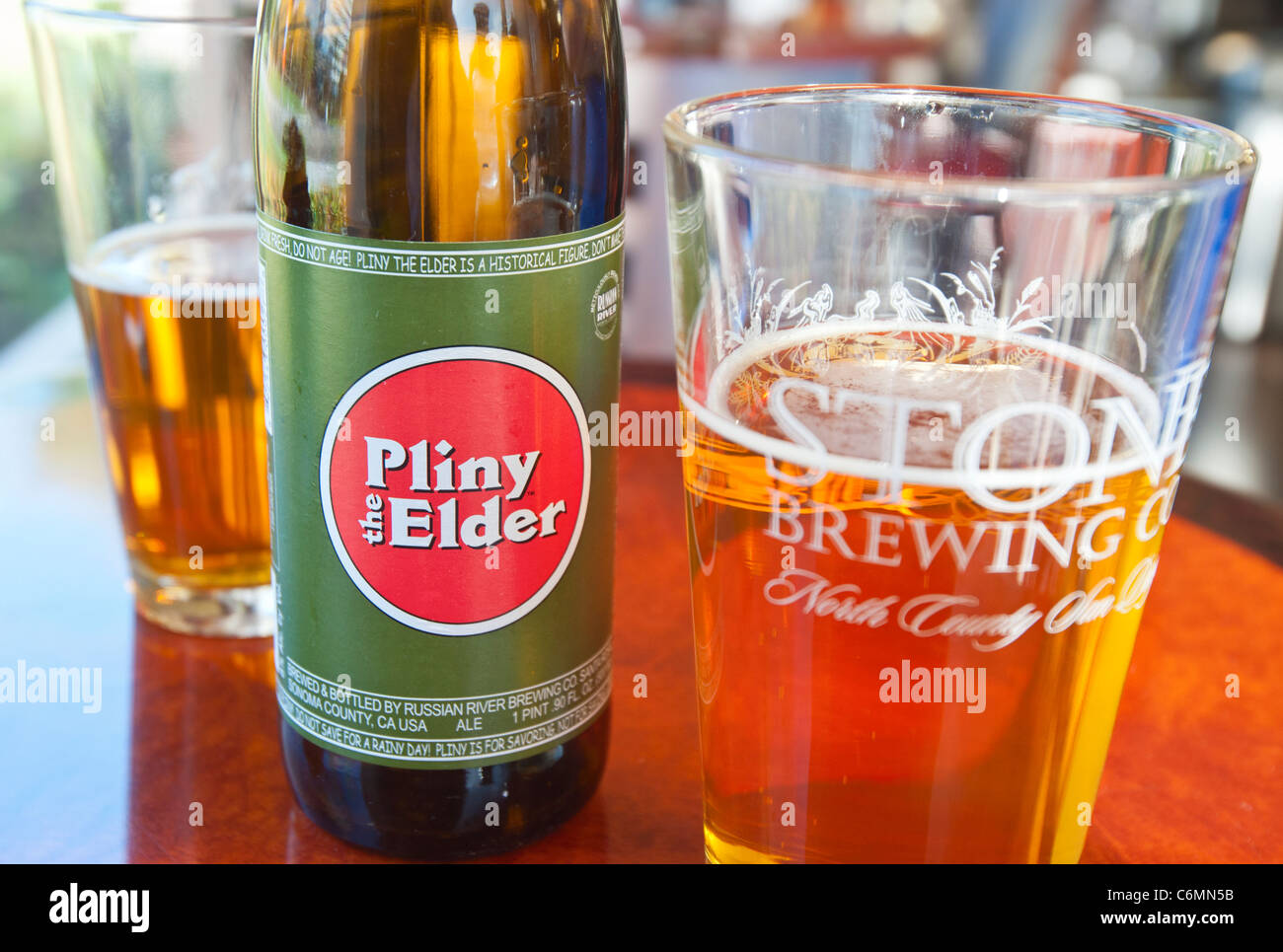 Pliny the Elder double IPA beer is rated as one of the best tasting beers in the world. Stock Photo