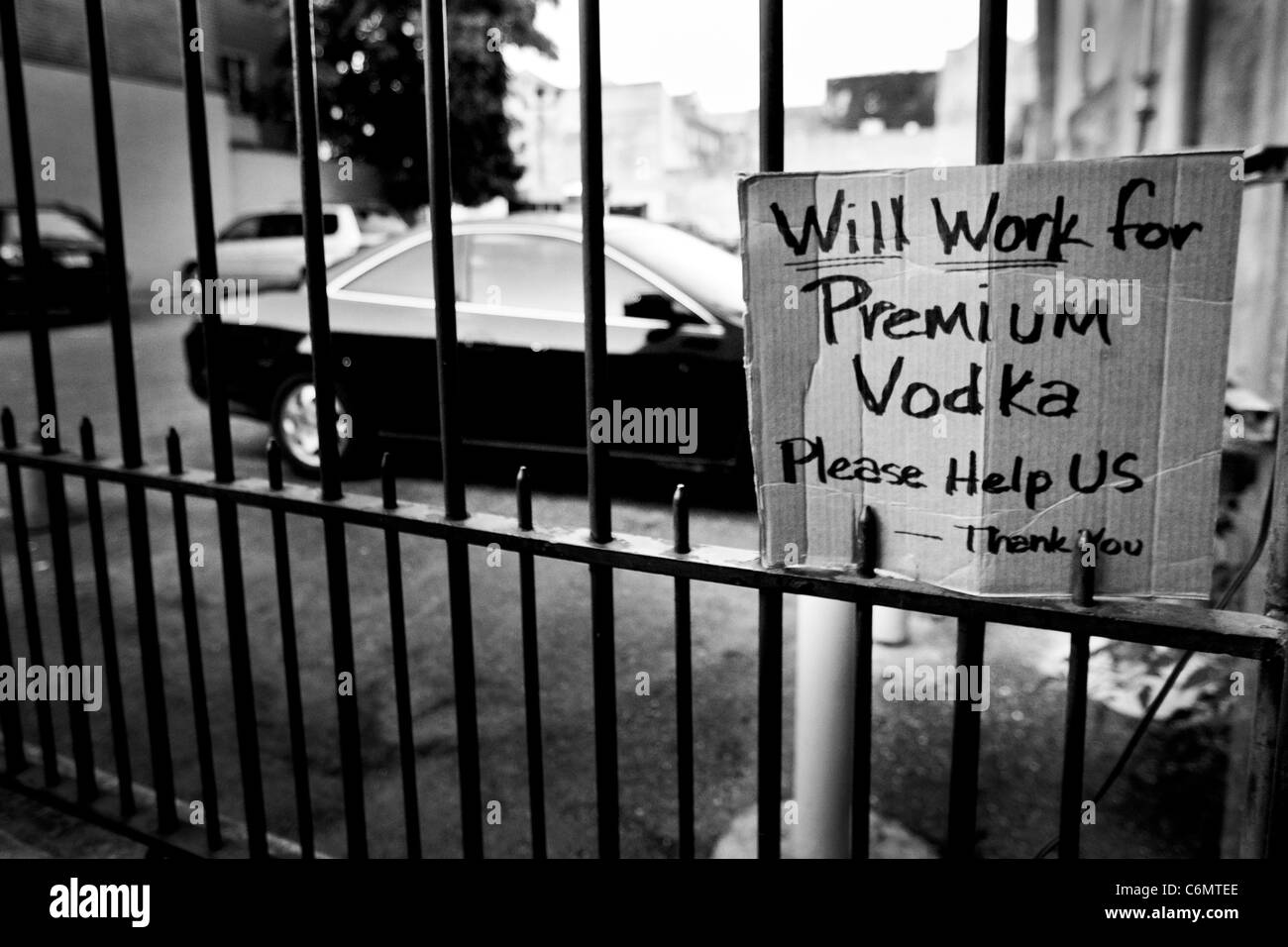 A homeless person's sign.  Image was taken in New Orleans Stock Photo