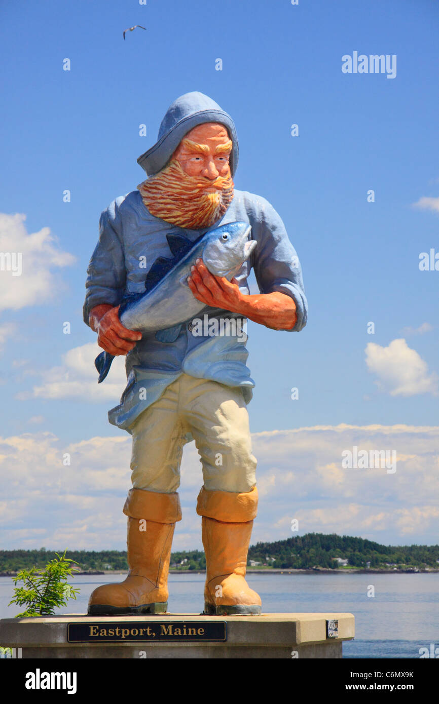 Statue in Harbor, Eastport, Maine, USA Stock Photo Alamy