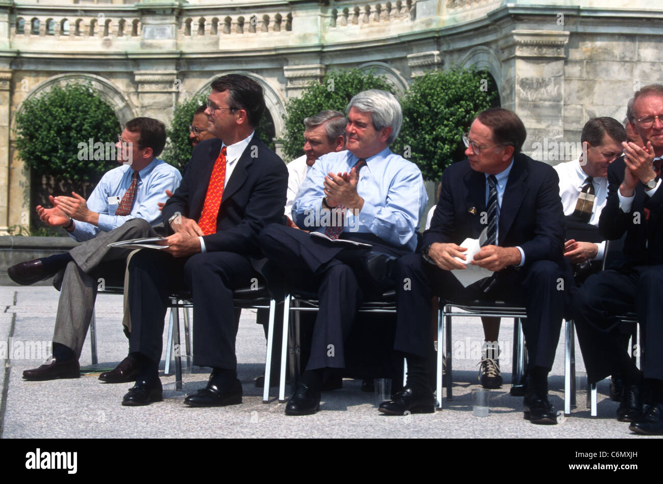 Rep. Newt Gingrich & Senator Sam Nunn attend the Olympic torch relay at the US Capitol Stock Photo