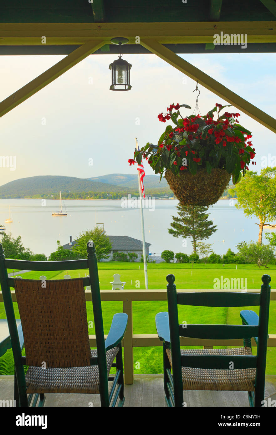 Front Porch of Claremont Hotel, Southwest Harbor, Mount Desert, Maine