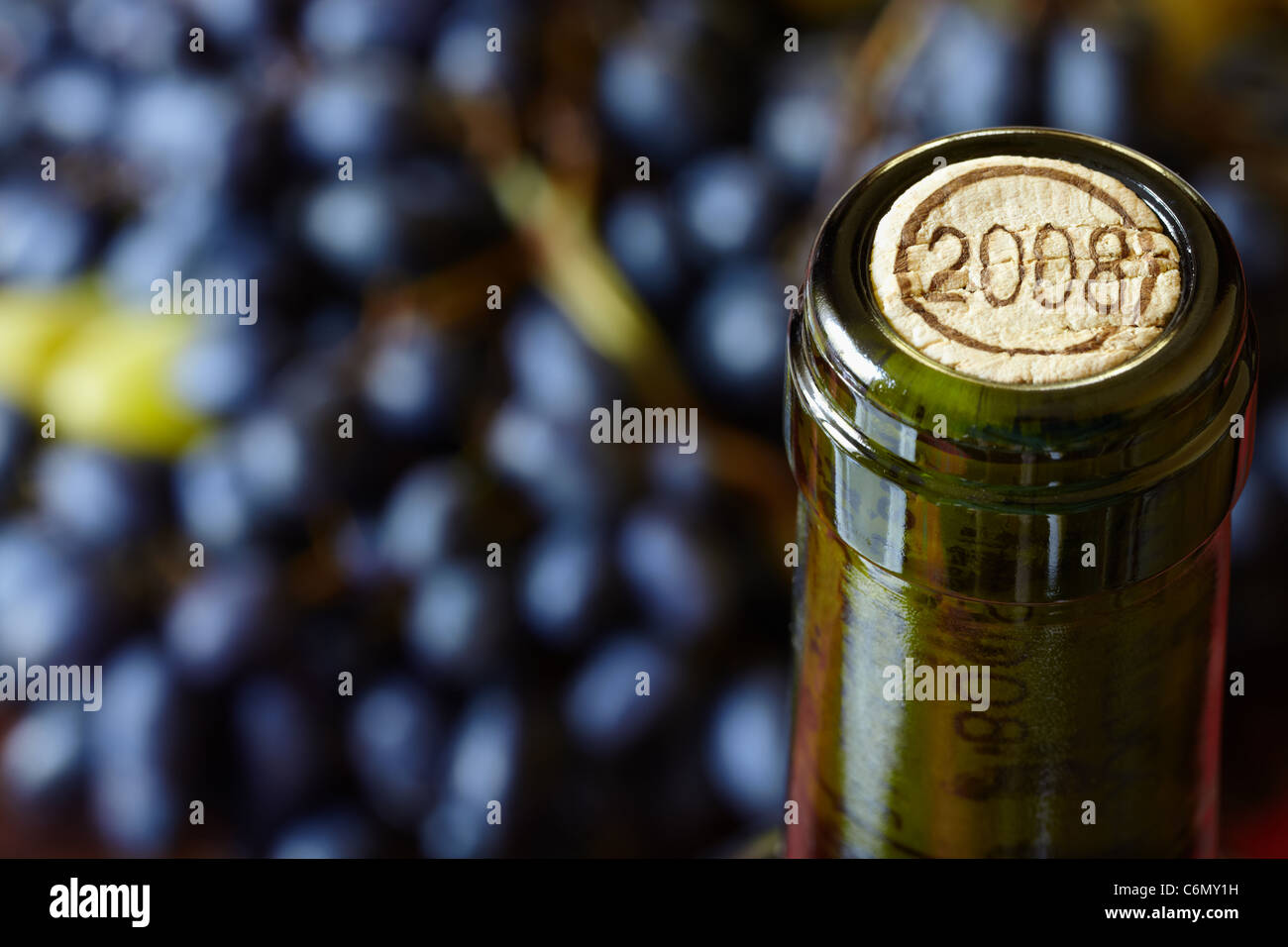 closeup of wine bottle Stock Photo