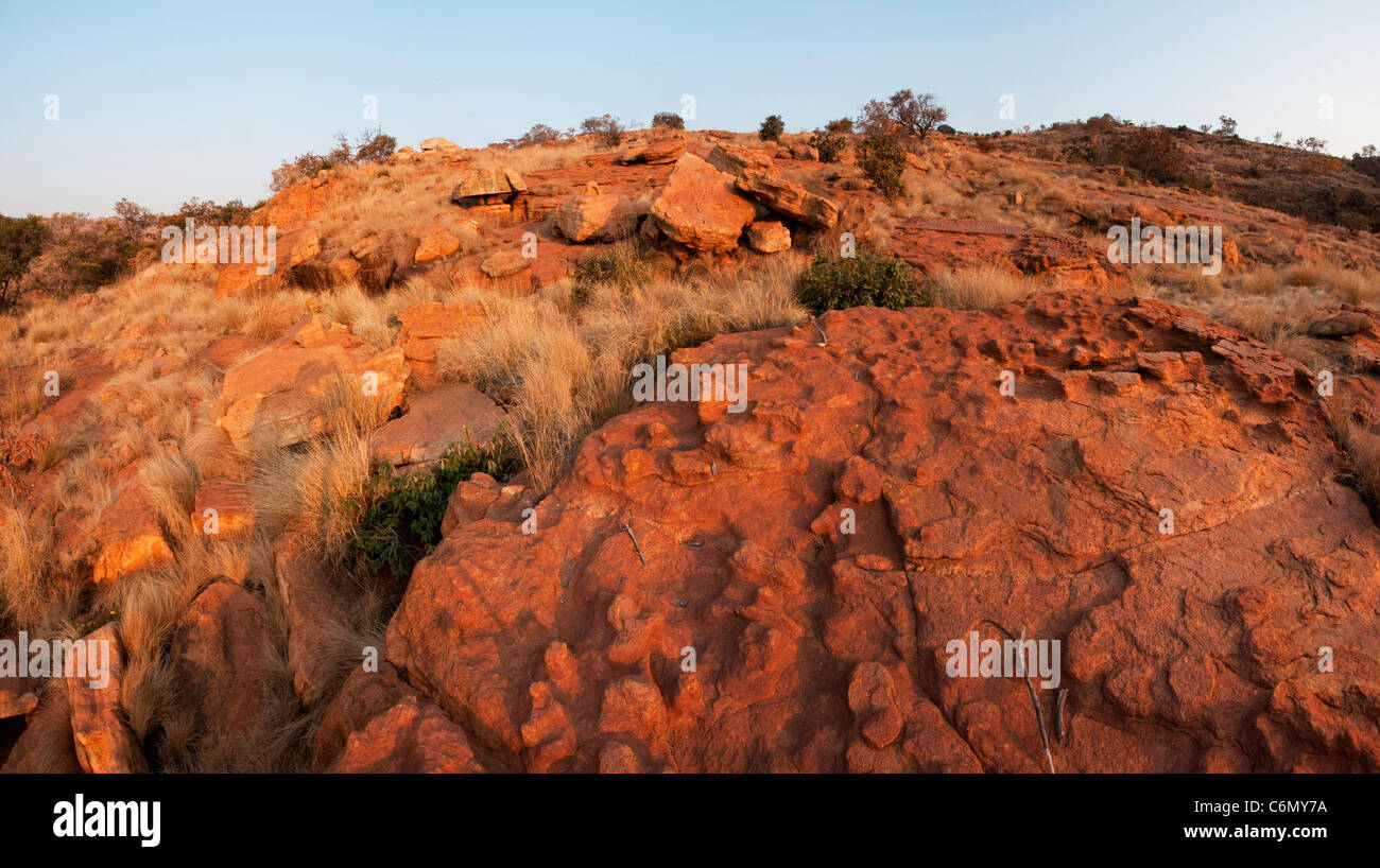 Rocky hill in warm afternoon light Stock Photo