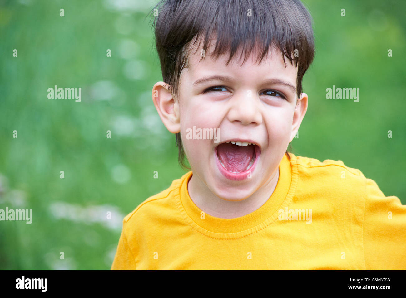 Portrait of happy joyful beautiful little boy in summertime Stock Photo ...